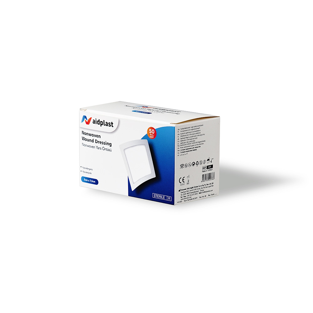 V607-Aidplast Sterile Nonwoven Wound Dressing 5 cm x 7.5 cm